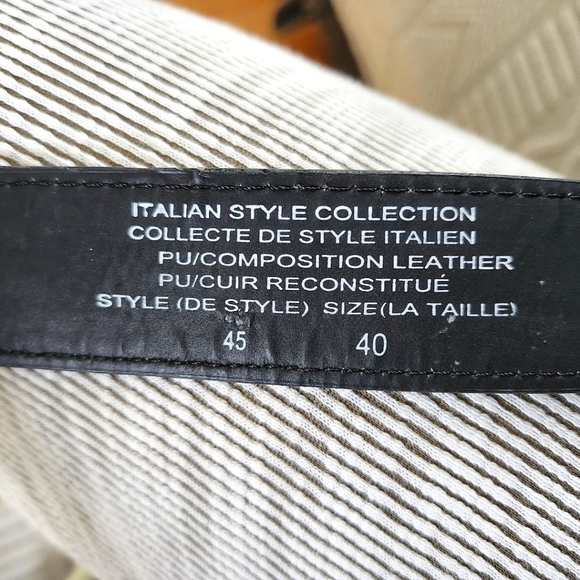 Black Italian Leather Belt Men's Size 45 40 - Picture 2 of 2